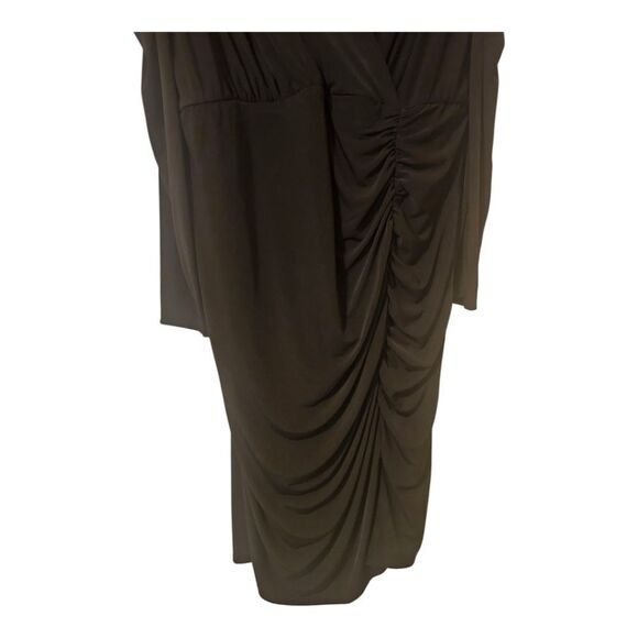 LANE BRYANT Black V-Neck Ruched Surplice Dress - Size 16 - Picture 7 of 10